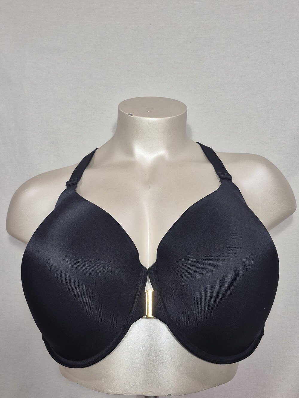 52DD Catherines Full Figure Front Close Vented Racerback Underwire Bra Black